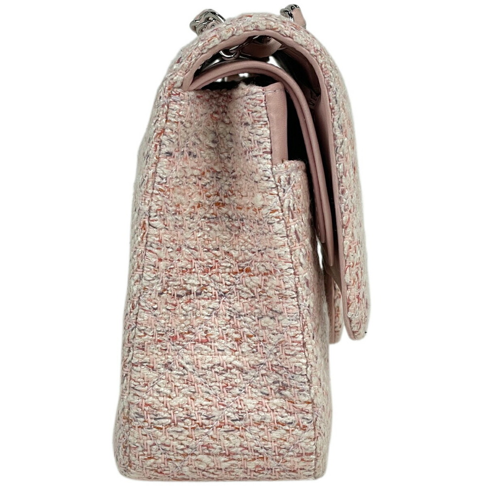 Chanel Pink Bag Matelasse Shoulder W Tweed Chain Flap